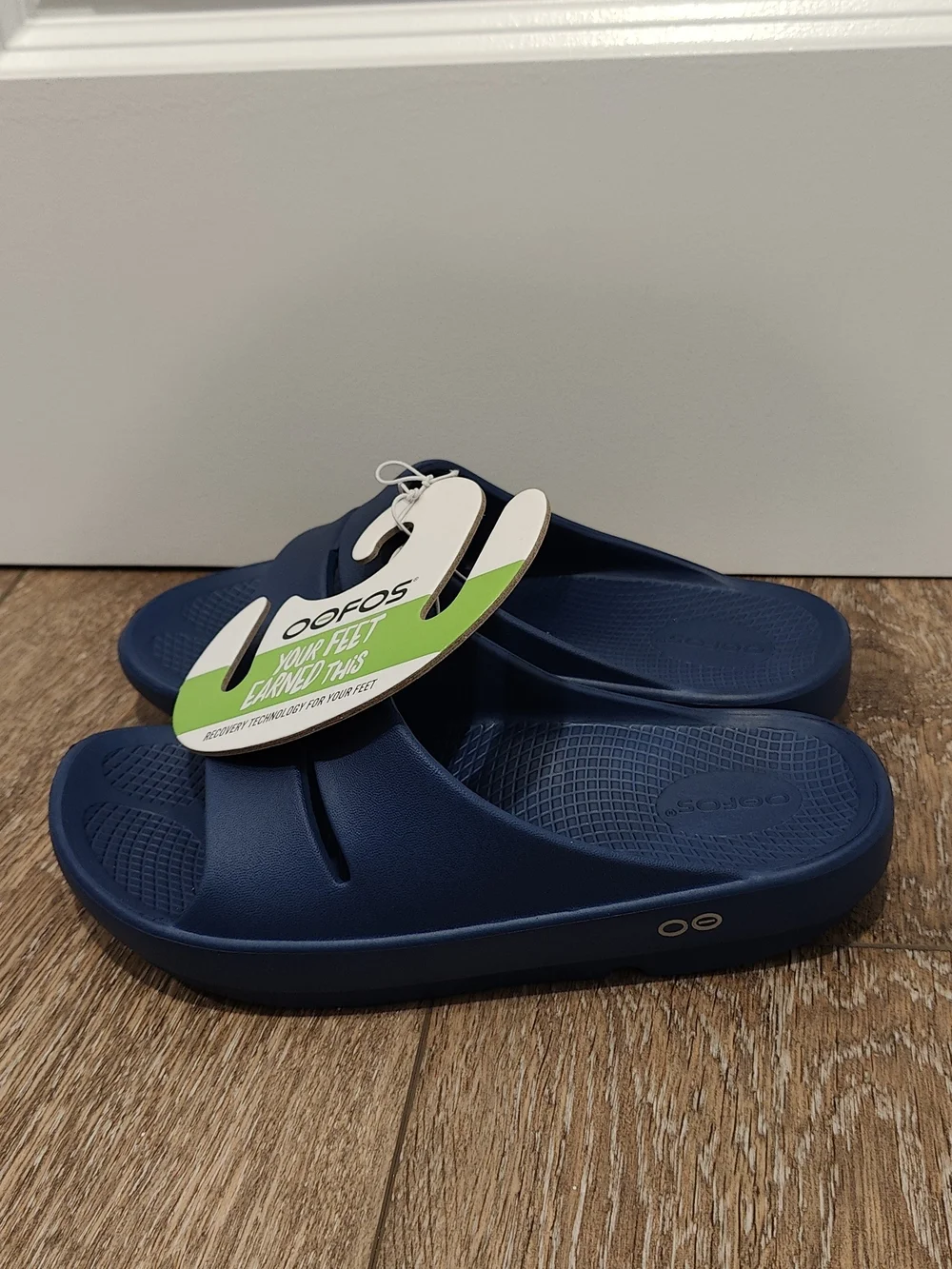 OOFOS Navy Slide OOahh Recovery Sandals